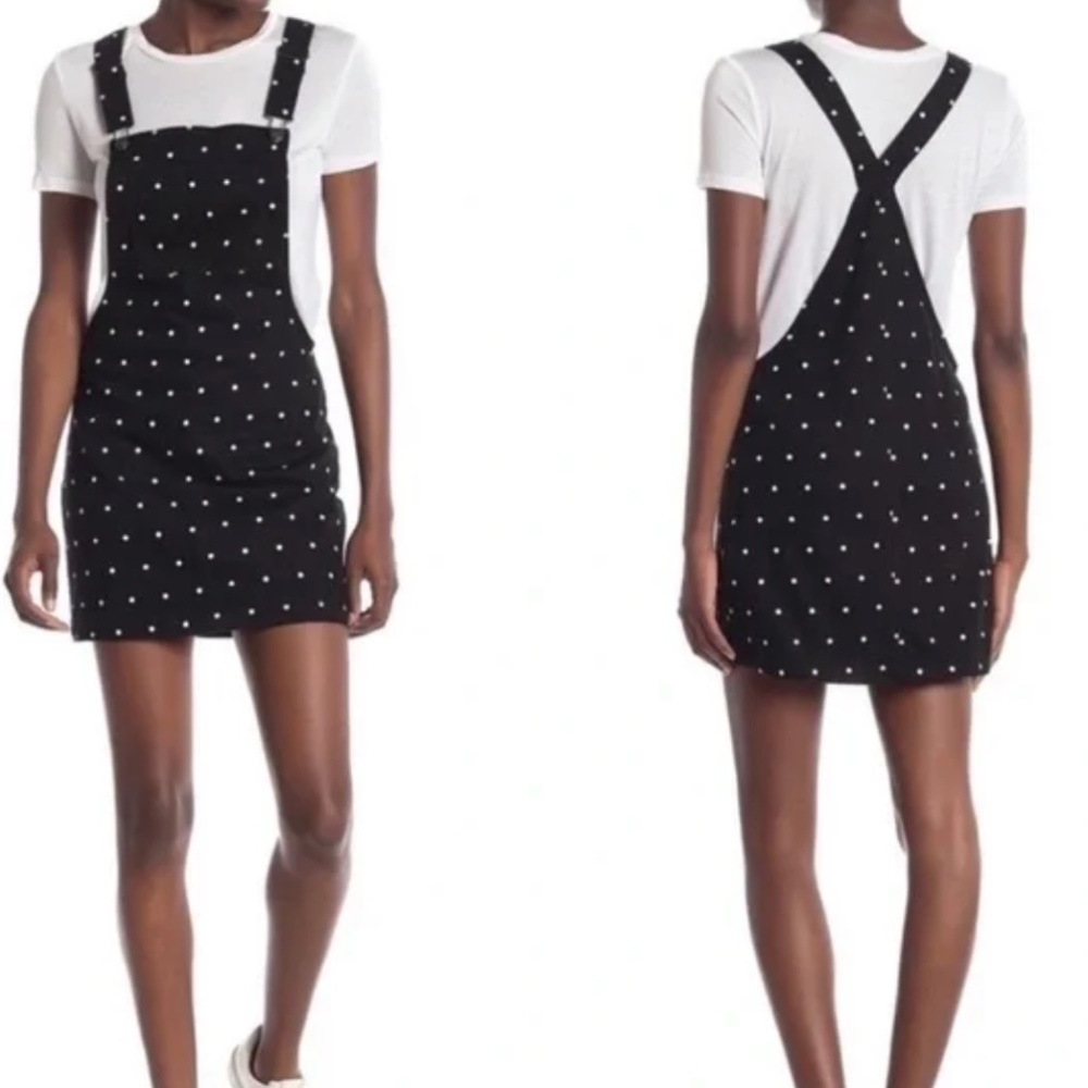 Love, Fire Polka Dot Printed Overall Black Dress